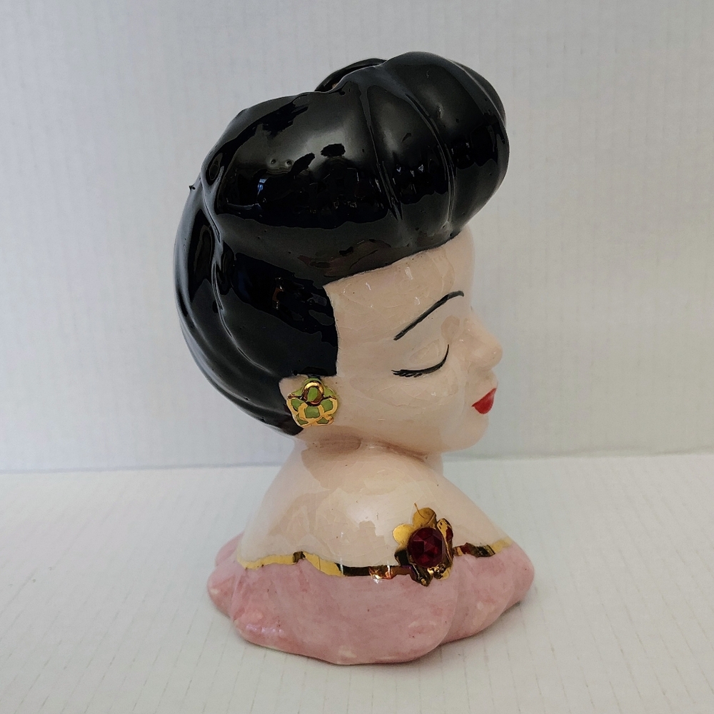 Lady Head Vase Hand Painted By "Barbara" in 1951 - Picture 2 of 7